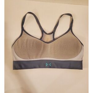 Under Armour Women's Heat Gear Grey Mesh Padded Logo Sports Bra Size‎ Small